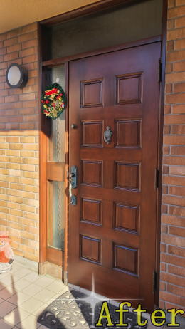 木製玄関ドア塗装例440-02 横浜市旭区