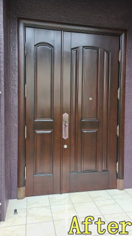 木製玄関ドア塗装例444-02 東京都町田市