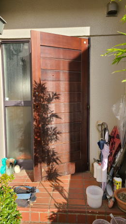 木製玄関ドア塗装例454-01 横浜市金沢区